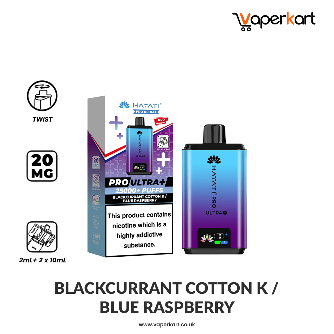 Hayati Pro Ultra Plus 25K Prefilled Pod Kit - BlackCurrant Cotton K/ Blue Raspberry